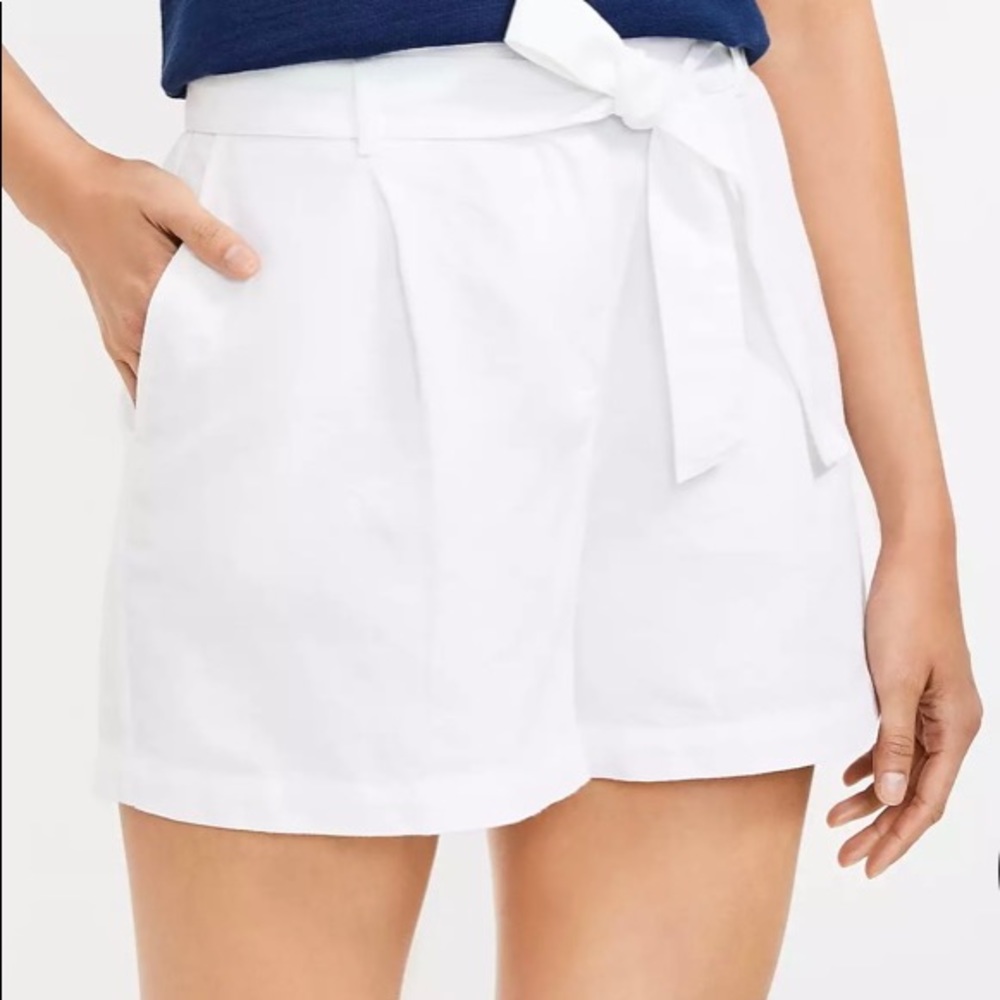 Loft White Paperbag Shorts